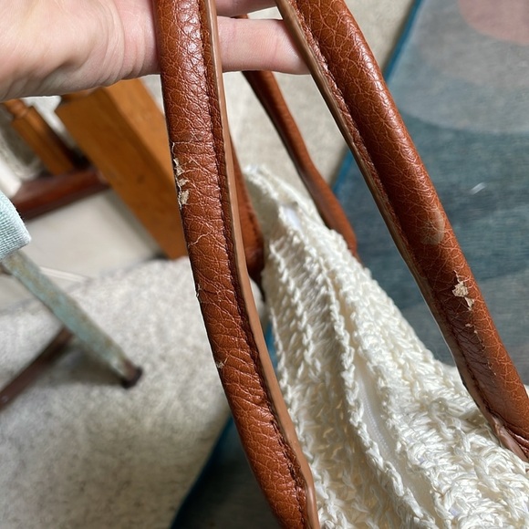 H&M Boho Cream Tote Beach Bag With Silk Floral Scarf - Picture 12 of 16